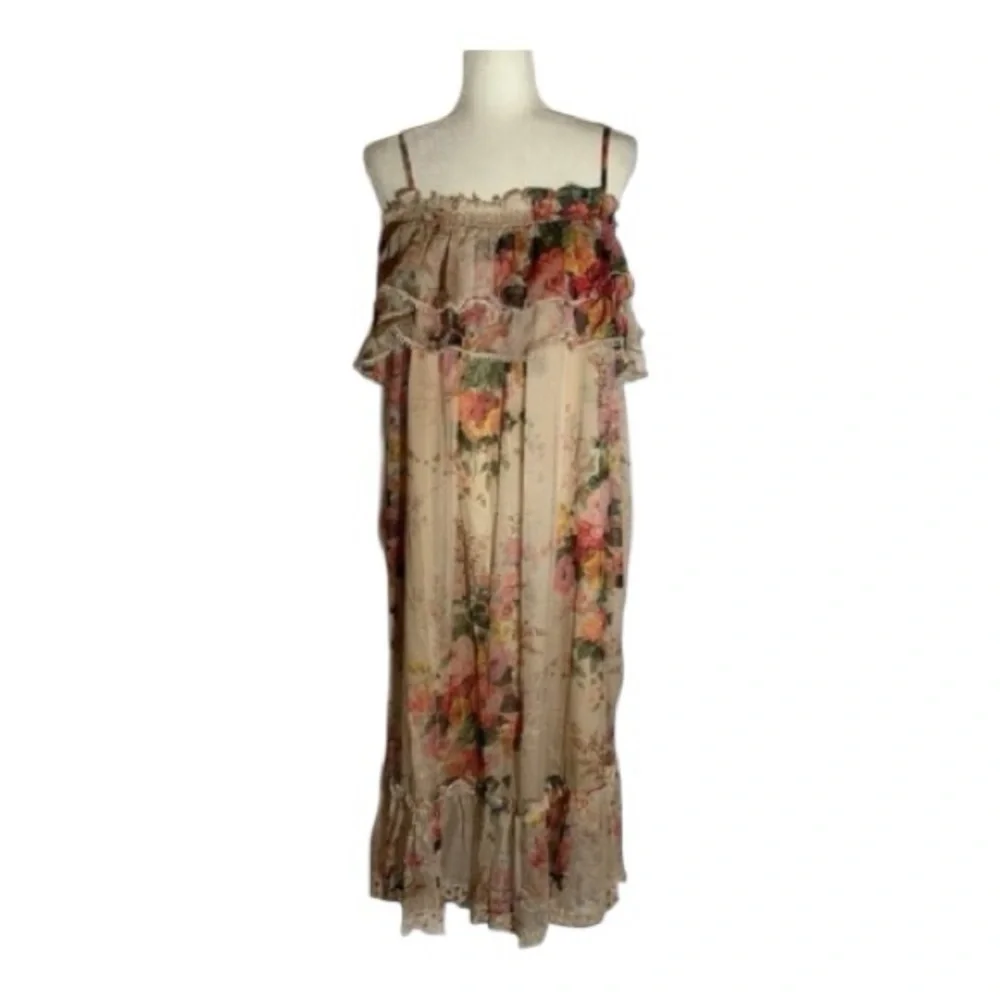 Stellah Spaghetti Strap Floral Tiered Ruffle Midi Dress - Picture 2 of 9